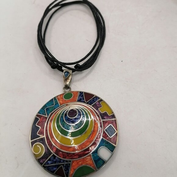 Unisex Adjustable Alpaca Natural Stone Andean Flower Necklace - Picture 3 of 7